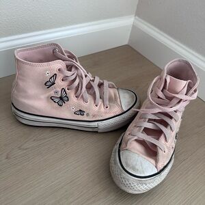Converse ALL STAR CTAS HI Soft Peach/ Pink butterflies